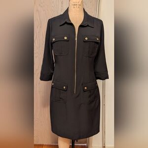 Sharagano Black Utility Jacket with Gold Buttons